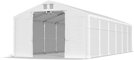 DAS COMPANY Lagerzelt 5x12m wasserdicht weiß Zelt 560g/m² PVC Plane hochwertig Zelthalle Winter SD - Zeltgarage - Pavillon - Zeltgarage Winterfest - Lagerzelt Winterfest - Lagerhalle - Winterzelt