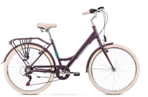 ROMET 26/28 Zoll Sonata Cityfahrrad, 6-Gang Shimano Kettenschaltung, Alurahmen Lila, nach STVO (26 Zoll)