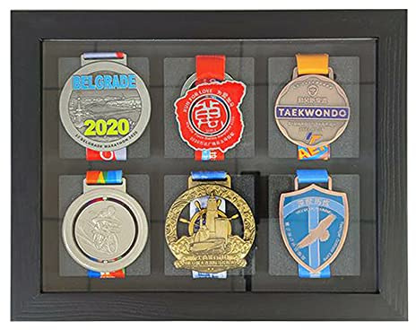 HAIZIMI 3D-Medaillenbox, Bilderrahmen, Medaillen-Vitrine, Marathon-Medaillenständer, Laufmarathon, Triathlon, Fußball, Gymnastik, alle Sport-Medaillen-Medaillenabzeichen (6A-)