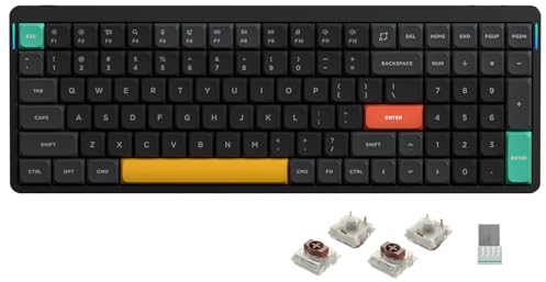 nuphy Air96 V2 Mechanische Tastatur Kabellos mit niedrigem Profil,100 Tasten RGB Hot-Swap Tastatur unterstützt 2.4GHz Wireless/Bluetooth/USB-C für PC/Laptop/Windows/Mac-Black Gateron Brown Switch