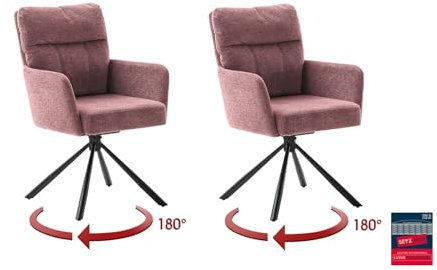 möbelando Armlehnstuhl >Utica< (2-er Set) in Himbeer, Polyester - 60x92x67cm (BxHxT)