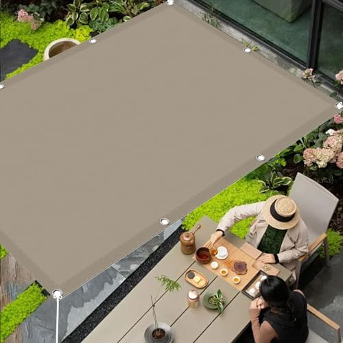 Schattiernetz mit Ösen 2.8 x 9 m Wasserdicht Markisenstoff Markise Premium PES Polyester Imprägniert für Garten Terrasse Outdoor Camping, Taupe