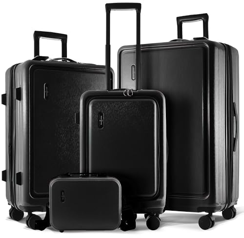 TRAVELARIM Reisekoffer, Nicht erweiterbar, Schwarz (Jet Black), Carry-on 22 Inch