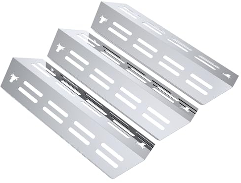 tuning-art GA34 Gasgrill Brennerabdeckung Edelstahl kompatibel mit Enders Monroe Pro 3 Gasgrills | Brennerschutz | Passgenau, Farbe:3er Set Chrom Bulle