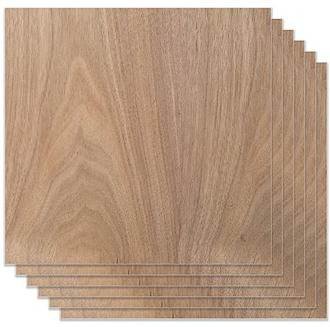 Noce Pannello Compensato, 6 x Fogli Di Legno Sottili 300 x 300 x 3mm, Noce Nera Pannello Legno Fogli Di Compensato Laser Incisione Materiali Tavole Legno Grezzo per Taglio Laser,Pittura,Pirografica