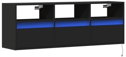 vidaXL Meuble TV Mural avec lumières LED Noir 130x31x45 cm
