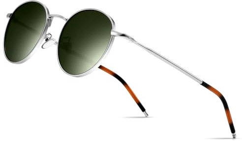 SUNGAIT Round Vintage Polarized Sunglasses Classic Retro Metal Frame Sunglasses Circular for Women Men SGT059-YMLV-UK