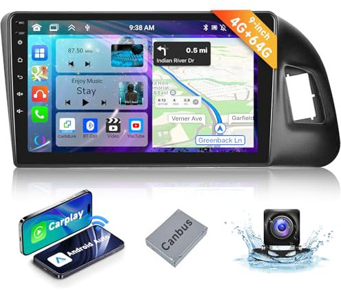 4G&64G 8-Core Podofo 9 Autoradio Bluetooth Für Audi Q5 2010-2018 Carplay Android Auto Wireless,WiFi GPS Navi HiFi/RDS/FM DSP,Android 13 Radio 2 din mit Touchscreen+AHD Rückfahrkamera