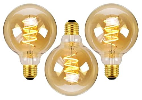 LED Bulbs E27 Edison Screw Bulb, Vintage Light Bulb,4W E27 G80 LED Edison Bulb, Led Filament Bulbs, Antique Style Retro Amber Glass Screw Lamp 220V (3 Packs)