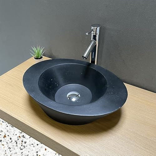 Vasque à poser ovale Bornéo - 50 cm noir en Terrazzo