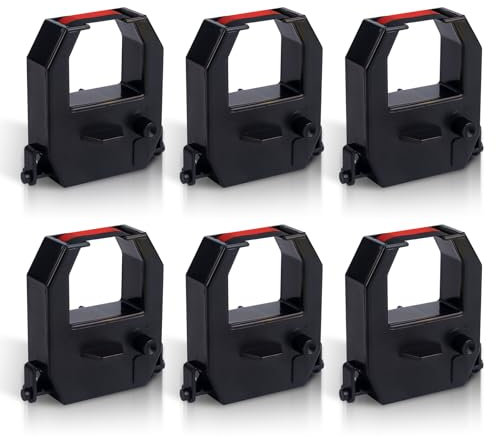Gosknor 6 Stück Zeituhr Farbbänder, Zeituhr Tintenbänder als Ersatz Passend für alle Modelle der Amano PIX- und TCX-Serie & BX-6000 EX-9000 EX-9500 CP-3000 NS5100 TS-3000i TS-4000i(Rot und Schwarz)