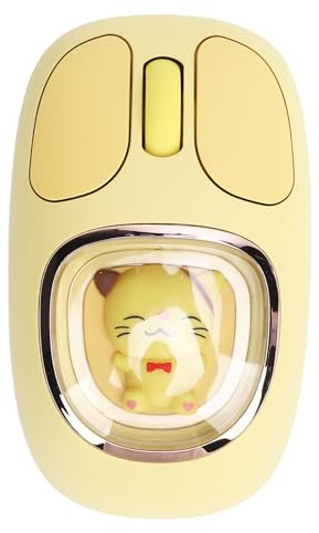 Wireless Mouse Bluetooth, Wiederaufladbare Gaming -Maus mit Cute Doll & RGB -Rückbeleuchtung, 2,4 G USB -Nano -Empfänger, Tragbare Computermäuse für PC -Spiel -Laptop -Desktop (Yellow)