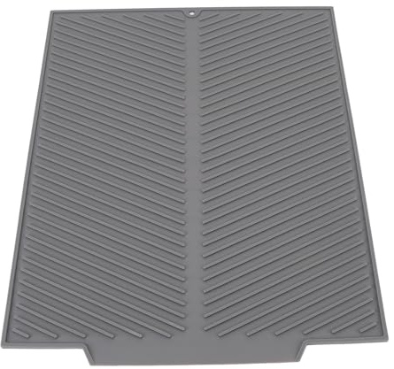 Ny Kiselskåltorkmatta, 19.09x15.94in Värmesistent Non Slip Kitchen Counter Drain Pad med Täta Dräneringsspår, Handfat Draining Mat for Home Kitchen (Grå)