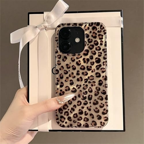 inewateri Compatible for iPhone 12 & iPhone 12 Pro Case with Cute Cheetah Leopard Print Retro Aesthetics Design Soft Slim TPU Shockproof Protective Bumper Glitter Shiny Phone Cover-Gold