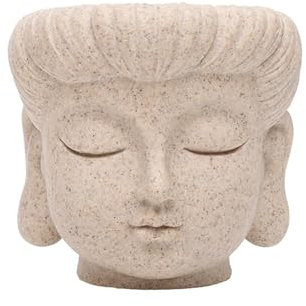 Yofab Macetas con cabeza de Buda, maceta zen, maceta de escritorio, adorno para dormitorio, decoración del hogar, regalo de inauguración de la casa, decoración de jardín