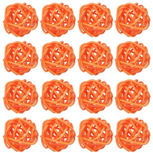 sourcing map Lot de 12 boules en rotin de 3,1 cm - Boules décoratives pour vase - Pour fête de mariage, centre de table, bols, décoration d'intérieur, orange