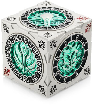 DNDND Multi-Functional Spinner Dice Cube – Iconic D&D Monster Themed Collector's Gift for TTRPG, DND Dungeon Masters & RPG Tabletop Gaming (Silver&Green)