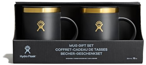 Hydro Flask Coffee Mug Gift Set - Insulated Stainless Steel, Non-Spill, Leak Proof Travel Mugs 12 Oz Black Tie Set
