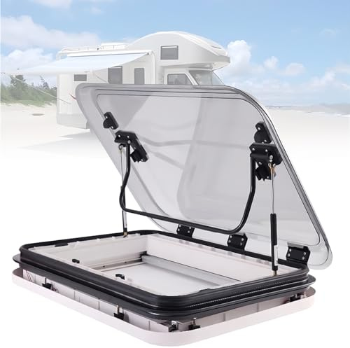 70° Wohnmobil-Dachluke – Dachfenster-Set aus Aluminiumlegierung für Anhänger, Wohnwagen und Boote – 800 x 500 mm Marine-Bullauge für verbesserte Belüftung in modifizierten Fahrzeugen