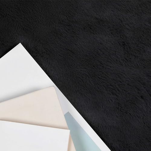 vidaXL Rutschfester Teppich aus Kunstkaninchenfell OLITE Schwarz