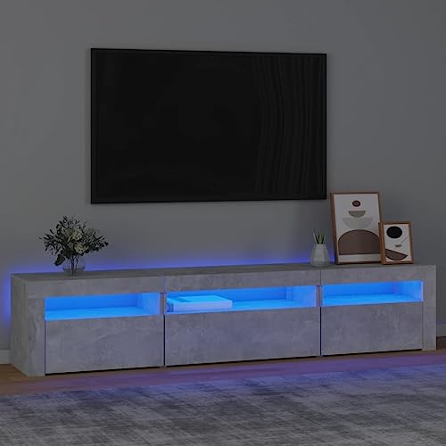 Generico Mobile Porta TV con Luci LED Grigio Cemento 195x35x40 cm,Grigio,40.72kg,3152741