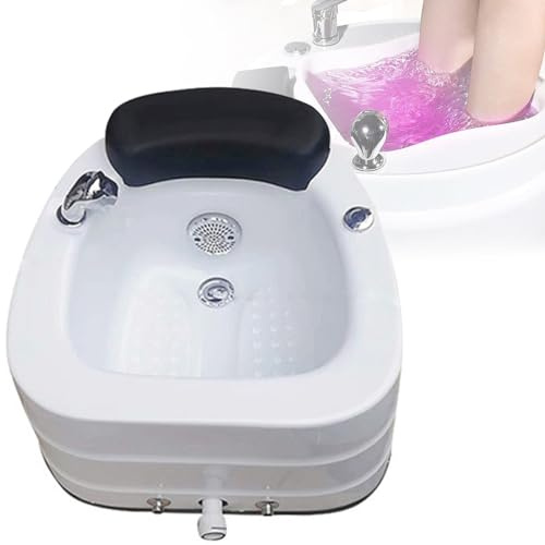 Portable Pedicure Foot Spa Tub,Acrylic Home Pedicure Basin with Shower for Foot Bath Soak, Salon Personal Use Manicure Pedicure Bowl Sink(White)