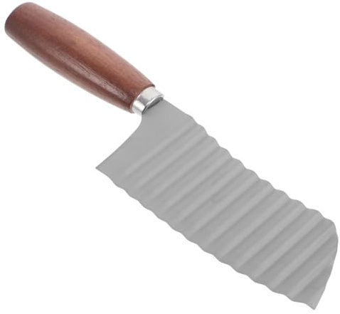 TOYANDONA Trancheuse Manuelle à Pommes de Terre en Acier Inoxydable avec Lame Ondulée, Outil de Découpe Légumes et Fruits, Hachoir à Frites avec Poignée en Bois Ergonomique Cuisine Maison