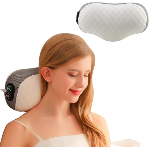 Massage-Nackenkissen – Vibrations-Memory-Kissen, Wärmetherapie | Unterstützung, langsamer Rückprall mit 3 einstellbaren Einstellungen | Reisezubehör für Komfort, Entspannung, Auto, Zuhause,
