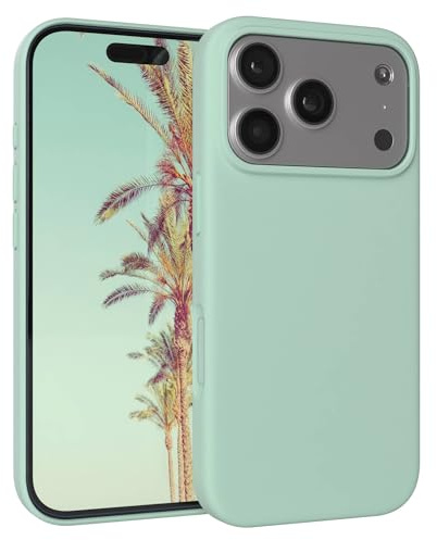 EAZY CASE Premium Silikon Hülle für iPhone 17 Pro - Handyhülle, Stoßfest, Schutzhülle mit Kameraschutz, Kratzfester weicher Mikrofaser-Innenfutter, Slim Silikon Cover Case Bumper - Mint Grün Grün