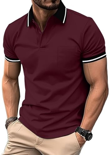 ZITY Mens Polo Shirts Short Sleeve Golf Polo Shirts for Men Adult Outdoor Breathable T Shirt Work Tops Sports Tennis Tee Shirts