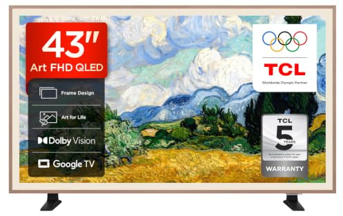 TCL 43A400PRO-UK 43 Inch NXTVISION QLED Art TV, 4K HDR, Google TV, Frame Design, Dolby Vision, Dolby Audio, AirPlay 2 (2026 New Model)