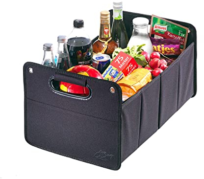CB Präsentwerbung GmbH CBag schwarz - Robuste Auto-Faltbox | Stabilität | Geräumige Kofferraumtasche | Sekundenschnell Gefaltet | Ohne Klettverschluss | Praktische Netztaschen, Schwarz, Polyester