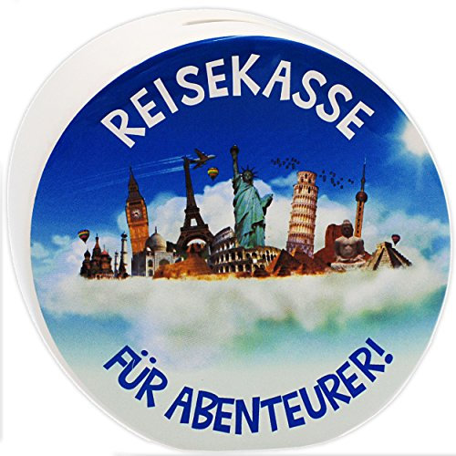 alles-meine.de GmbH große XL Spardose - Reisekasse - für Abenteurer - stabile Sparbüchse - aus Porzellan/Keramik - Sparschwein - Sehenswürdigkeiten - Rundreise - New York /..