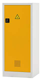 ASECOS Chemikalienschrank, RAL 7035/RAL 1004, 3 WB (St.bl.) zur sicheren und vorschriftmäßigen Lagerung von verschiedenen Gefahrstoffen in einem Schrank
