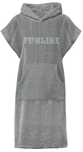 CelinaTex Funlike Poncho mittel 65 x 100 cm grau Baumwolle Badeponcho Frottee Surfponcho Kapuzenhandtuch