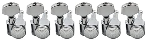 Musiclily Pro 6 inline 2-pins Full Metal Guitar Locking Tuners Machine Heads Guitar Tuning Pegs Keys Set for Strat Tele Style Electric Guitar, Chrome