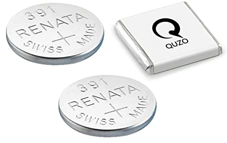 Bundle of 2 x Renata 391 Watch Battery 1.55v SR1120W + Quzo Belgian Chocolate - Official Renata Watch Batteries