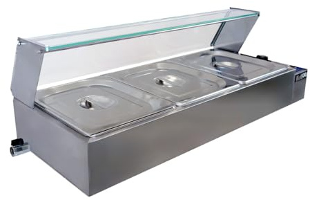 Bain Marie Food Warmer Wet Well Display 3 pan Stainless Steel Catering School Buffet Commercial Event