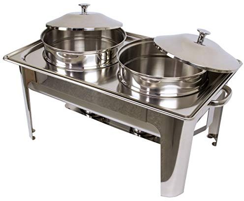 airbrush-city Edelstahl Speisenwärmer Runder Sossen Warmhaltebehälter Chafing Dish 2X 4,5 Liter
