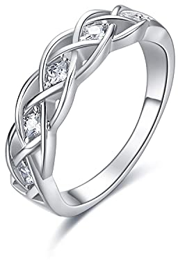 Keltische Knotenringe Sterling Silber Knoten Twist Ring Einfache Criss Cross Infinity Ehering Celtics Schmuck Geschenke für Damen Mädchen Freundin (7)