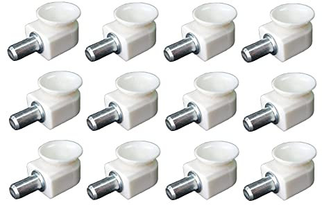 Reggipiani Cristalli MACO, Supporti con Ventosa per Vetri e Ripiani di Pensili, Vetrine, Cristalliere. Perno 5 mm (BIANCO)