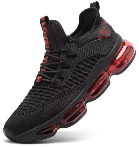 Socviis Herren Mode Sneaker Air Laufschuhe für Herren Leichtathletik Sport Trainer Tennis Basketball Schuhe, K21-black/red, 43 EU