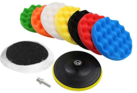 10 Stücke 3/4/5/6 Auto Polierschwamm Polieraufsatz Bohrmaschine Polieren Schwamm Polierscheiben Wachsen Polieren Kits Set für Auto Polierer Puffer Mit Bohrer Adapter(4)