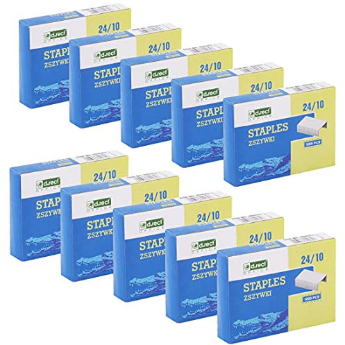 D.RECT Heftklammern 24/10 | Klammern für Büroheftgeräte | Tacker Heftklammern | Hefter Klammern | Verpackung 10000 Stück | 10x1000 Stück