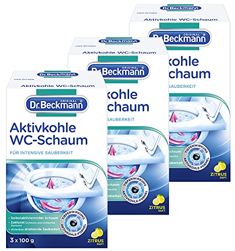 3 x Dr. Beckmann Aktivkohle WC-Schaum Selbstaktivierender Schaum 9 x 100g Zitrus