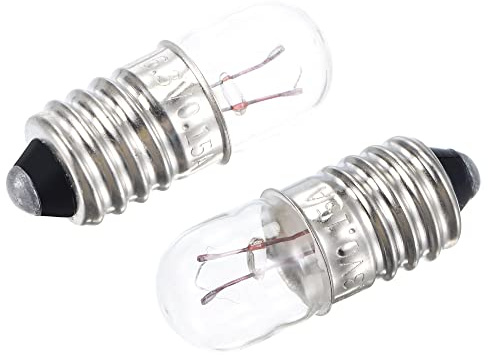 sourcing map E10 Screw Base Miniature Bulbs DC 6V Warm Yellow Light Mini Lamps with Storage Box, Pack of 10