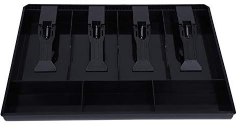 Cassetto Cassa Vassoio per Inserto del con Scatola Portasoldi da 4 Banconote e 3 Monete Sostituzione del Vassoio per Portasoldi Contante con Forte Clip a Molla(Nero)