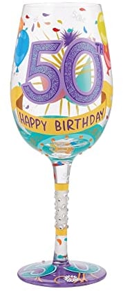 Enesco Lolita Happy 50th Birthday Wine Glass Drinking Glasses