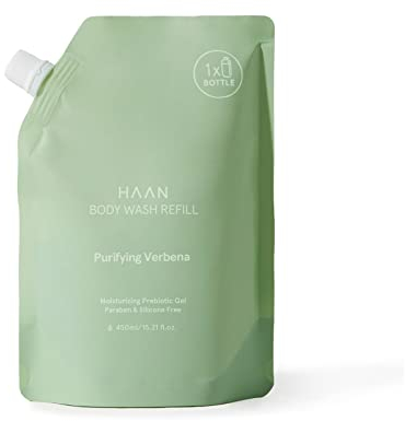 HAAN – Reinigendes Verbena-Körperwaschmittel – Tägliches Peeling-Körperwaschmittel für weiche und glatte Haut mit Aloe Vera – Refill – Vegan 450 ml