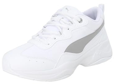 PUMA Women's Fashion Shoes CILIA SPACE METALLICS Trainers & Sneakers, PUMA WHITE-PUMA SILVER, 38.5